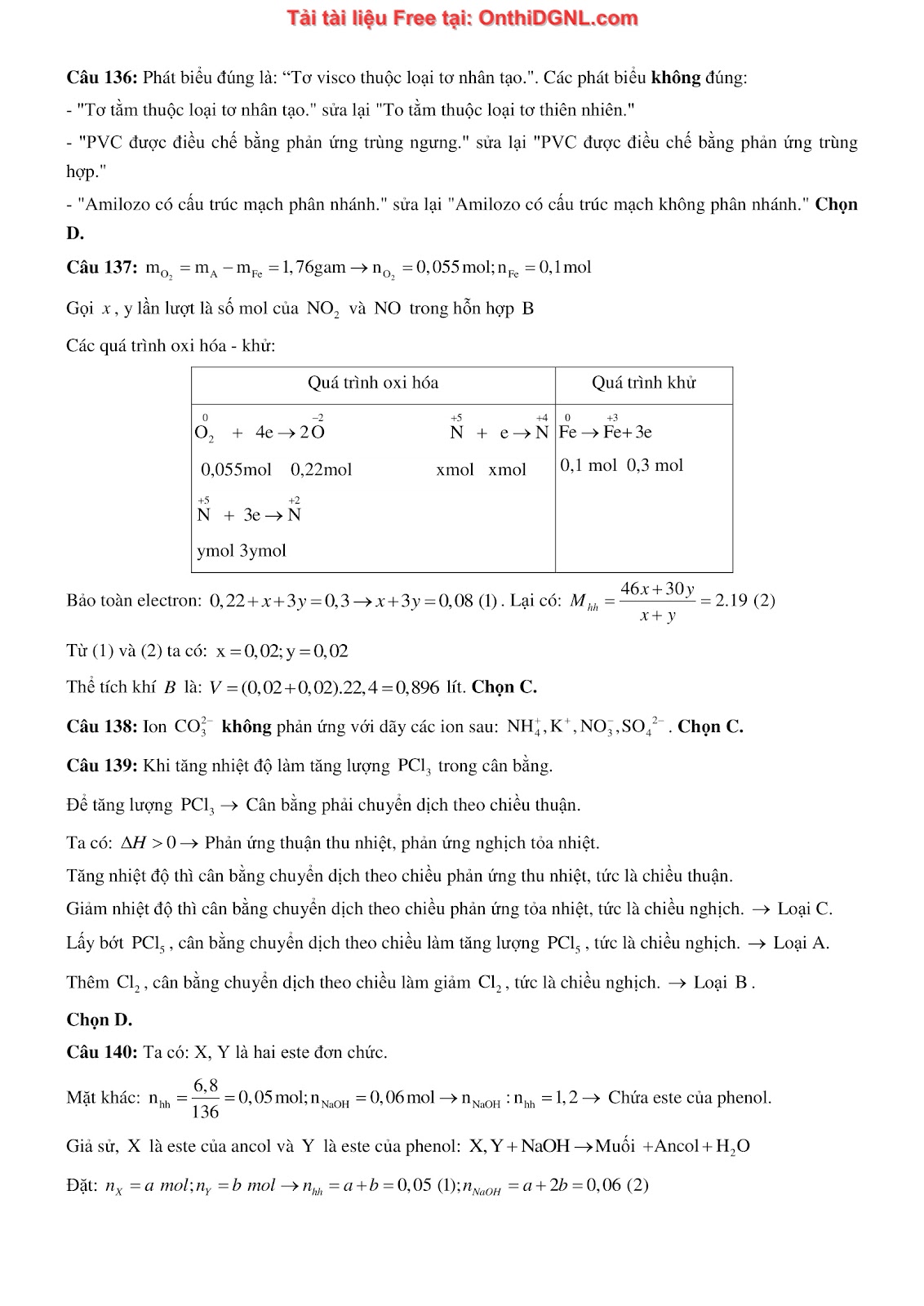 260 bài tập môn Hóa học - Ôn thi ĐGNL ĐHQG Hà Nội Phần 25