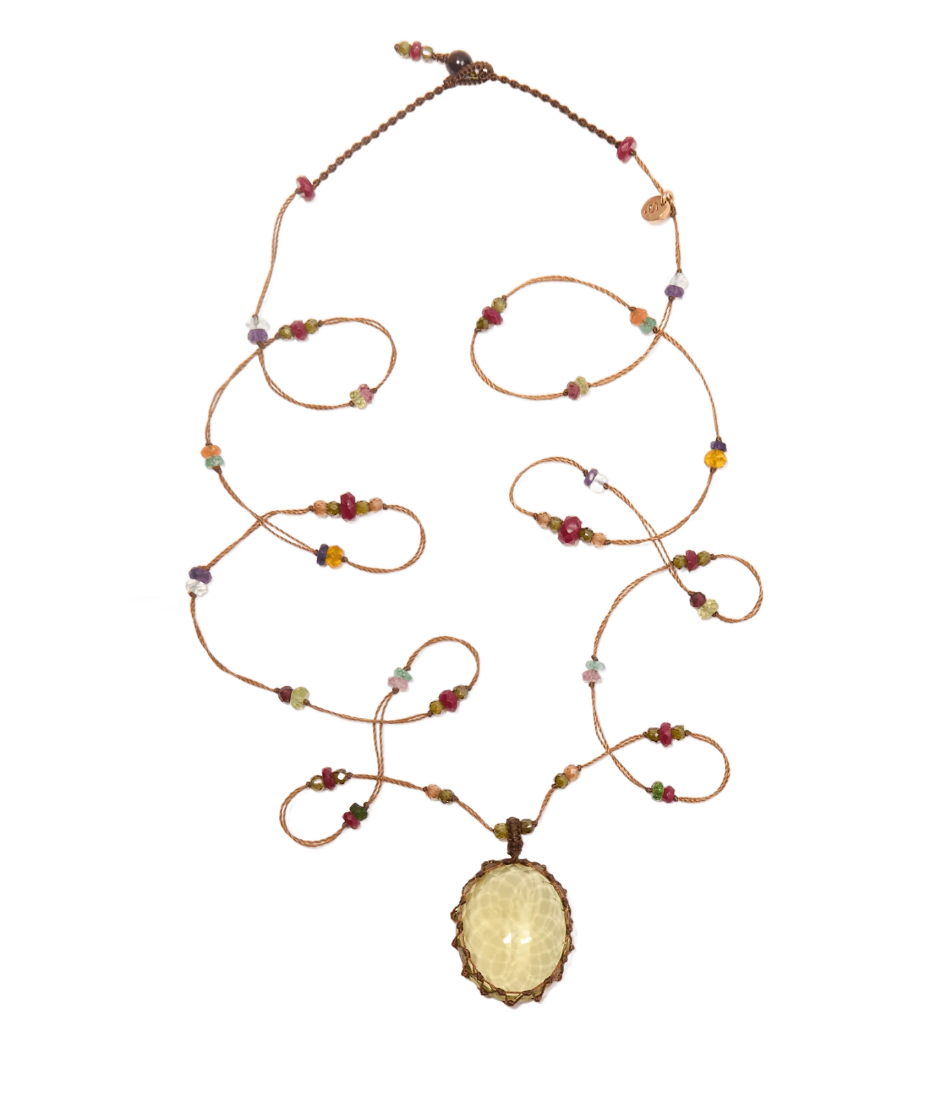 Тибетское колье Лимонный топаз LONG