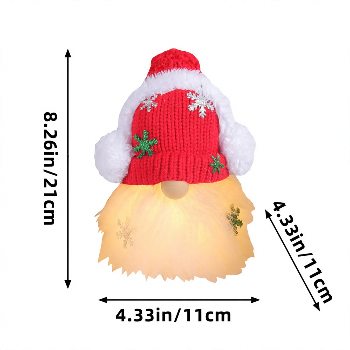 Glowing Christmas Gnome Figure with Sequins