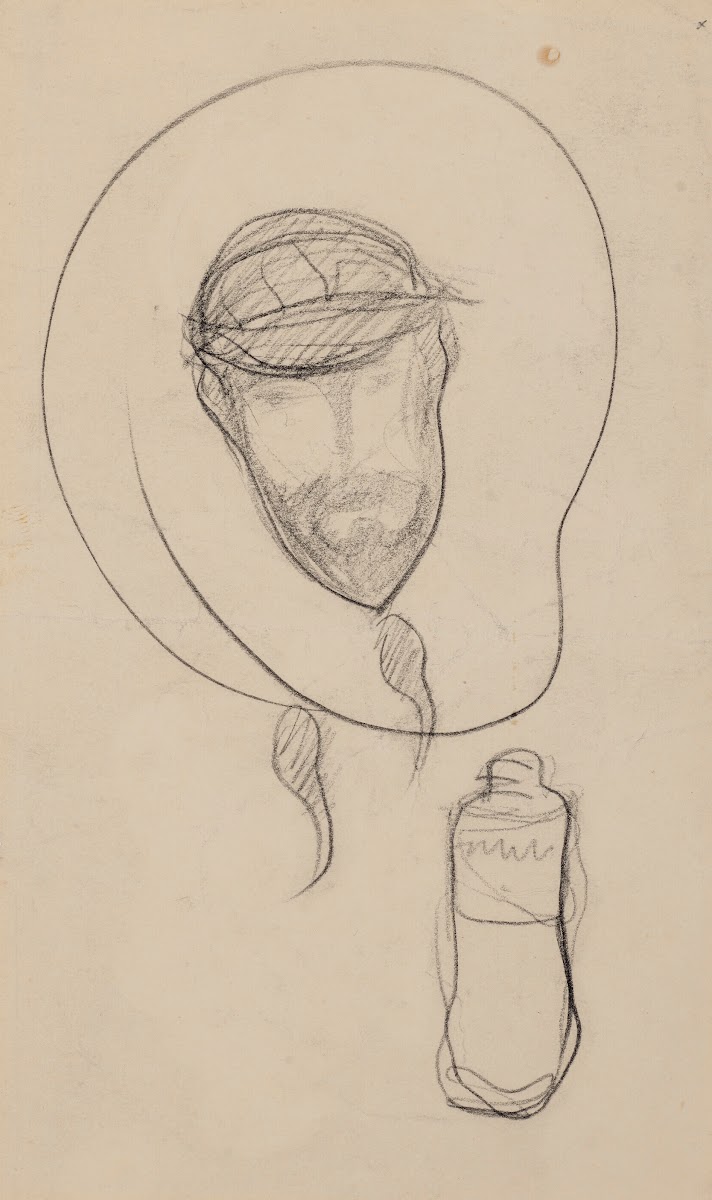 Caricature de Forbes Robertson avec une bouteille 1892