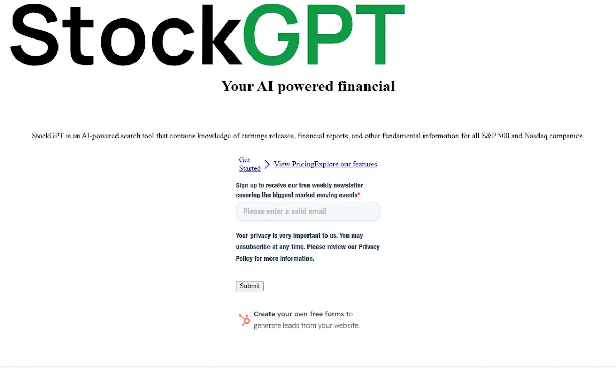 Captura de StockGPT