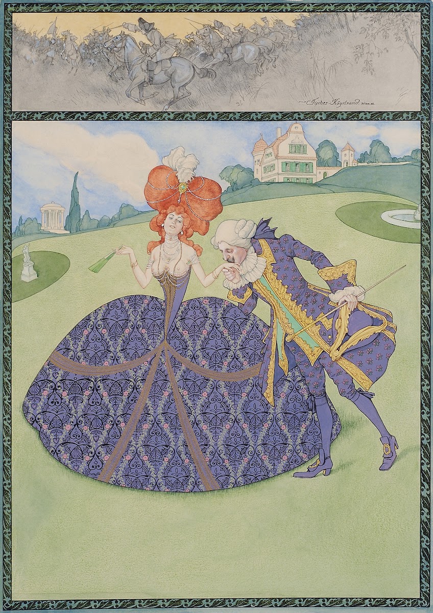 Elegantes Paar Im Garten servir Le Roi  Servir Les Dames 1906