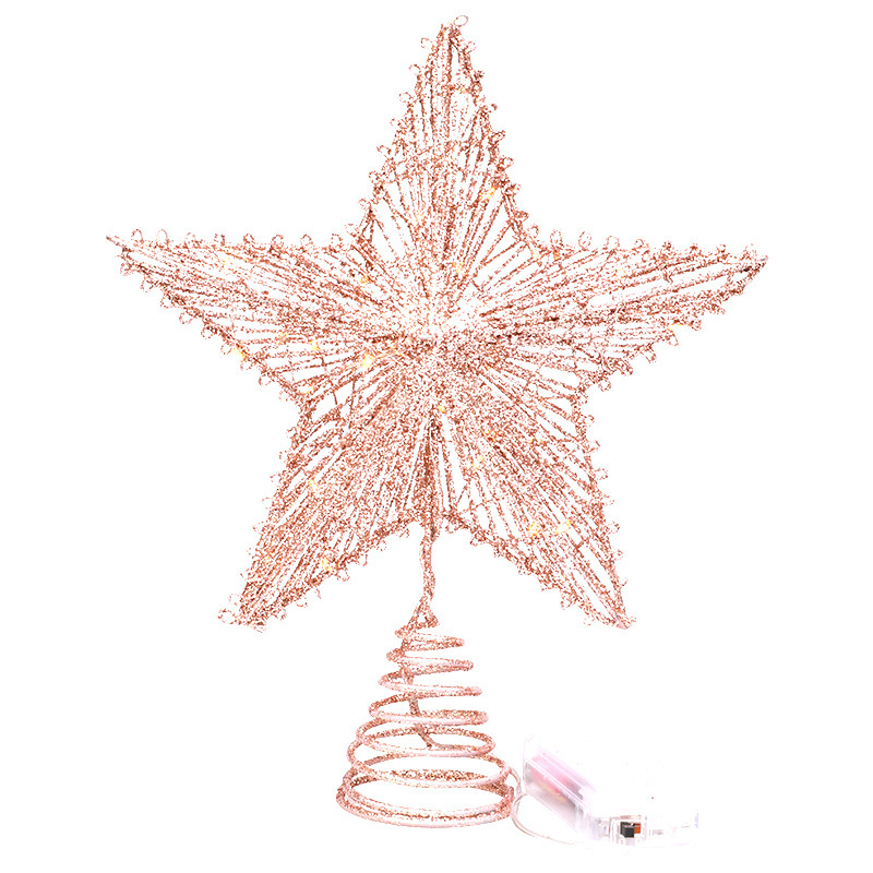 Weihnachtsbaum-Spitzenstern aus Eisen, mit Beleuchtung