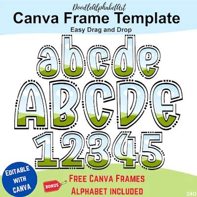 Editable frame Canva frame preview for Canva Frames lines and dots Letters Upperc