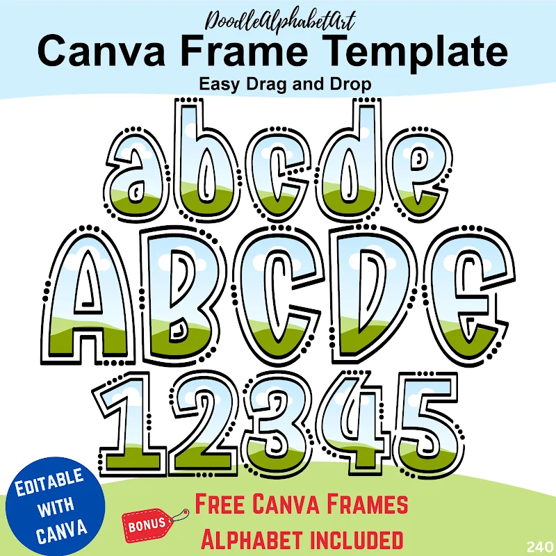 Editable frame Canva frame preview for Canva Frames lines and dots Letters Upperc