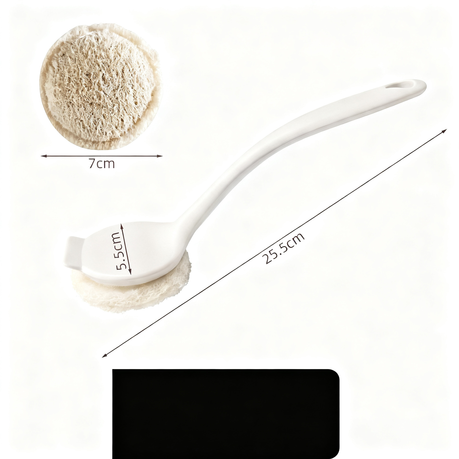 Pot brush with loofah sponge, long handle