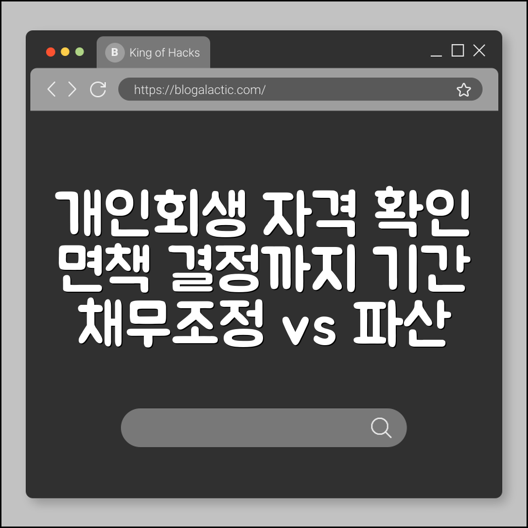개인회생 신청 자격 및 면책 결정까지의 소요 기간 (채무 조정, 변제 계획안, 파산 신청 비교)