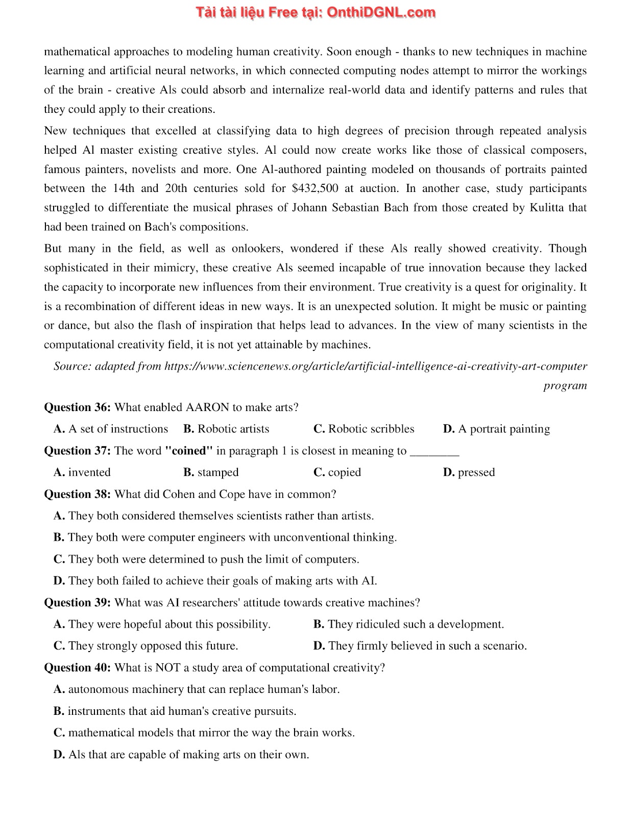 660 bài tập môn Tiếng Anh - Ôn thi ĐGNL ĐHBK Hà Nội Phần 10