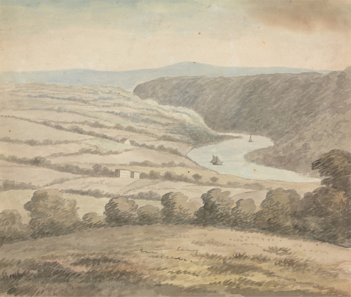 River Landscape with Boats