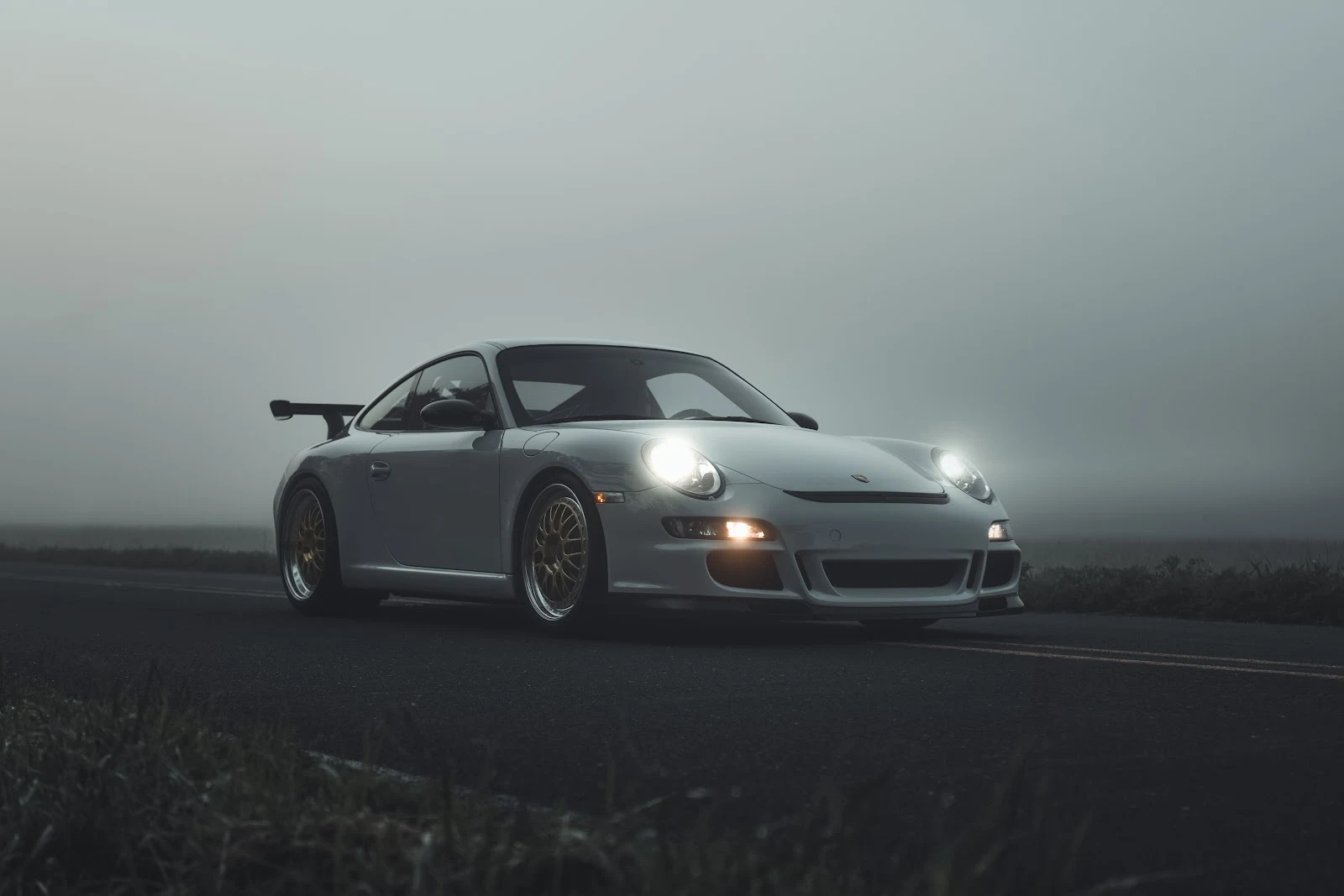 A Stunning Porsche, Car, Road, Mist, Porsche 911 5K Desktop and Mobile Wallpaper Background (7123x4749)