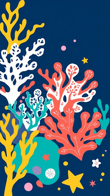 Abstract Underwater Coral Sea Life Illustration - Free mobile Wallpaper