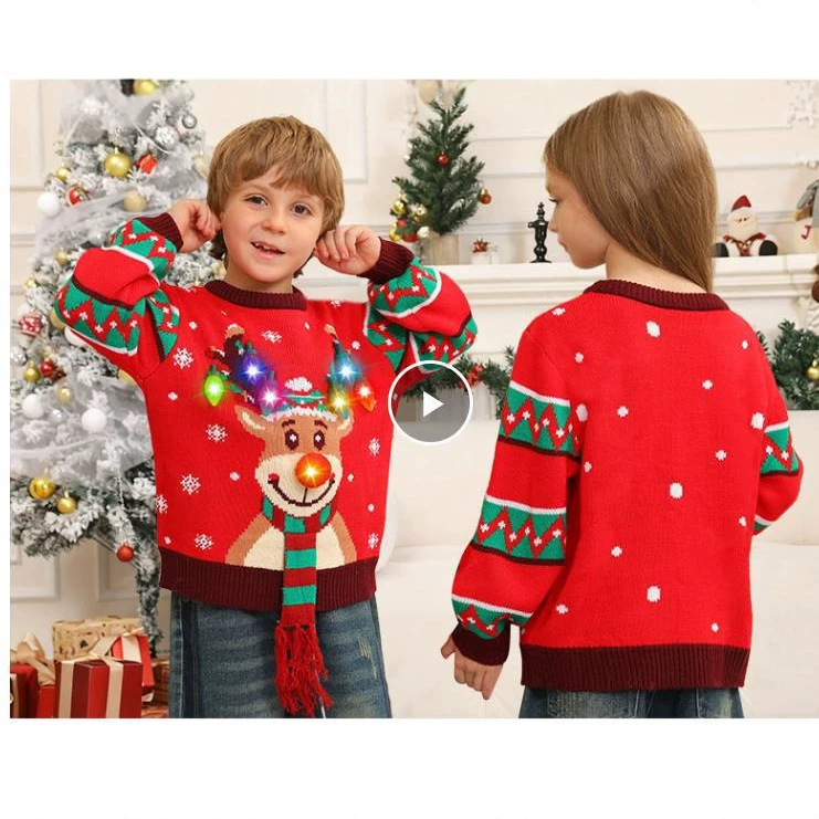 Weihnachtlicher Strickpullover mit Jacquard-Muster