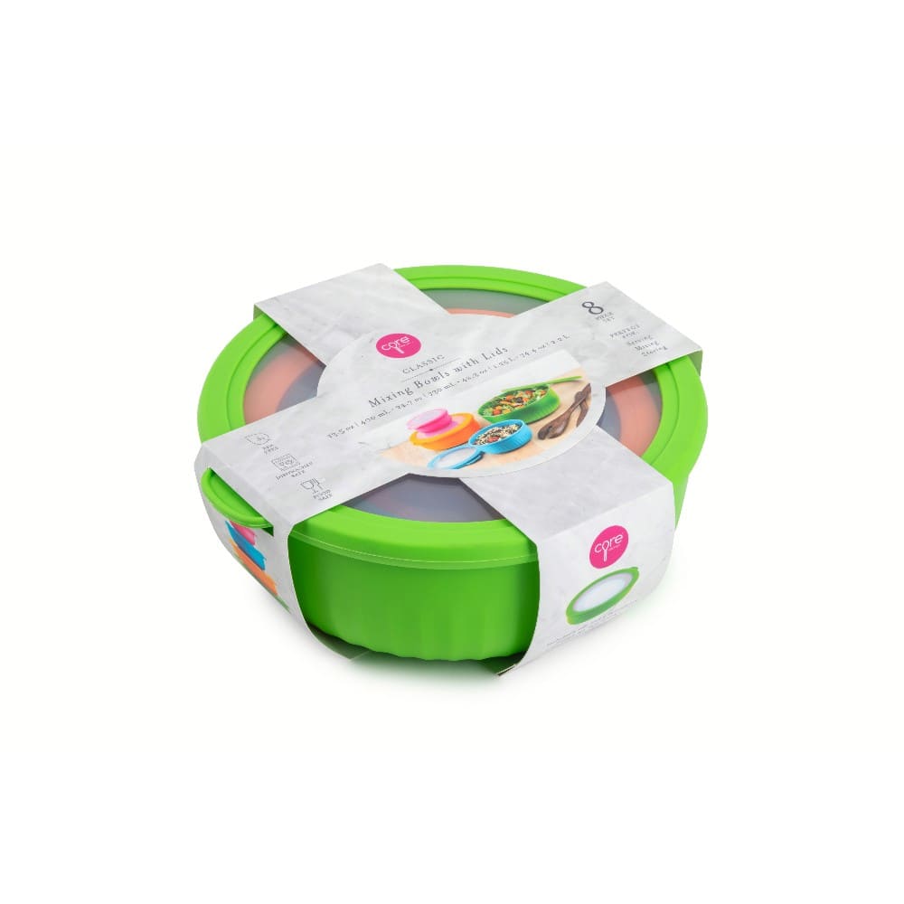 Set de tazones para mezclar de plástico Core® con tapas, 8 piezas
