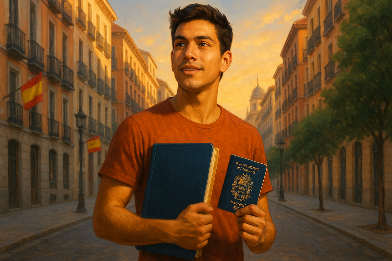 Venezolano con carpeta de documentos para homologación en España