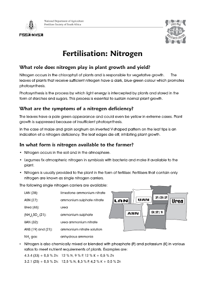 Fertilisation Role of Nitrogen in Plant Growth and Yield 1998