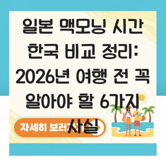 일본 맥모닝 시간 한국 비교 정리