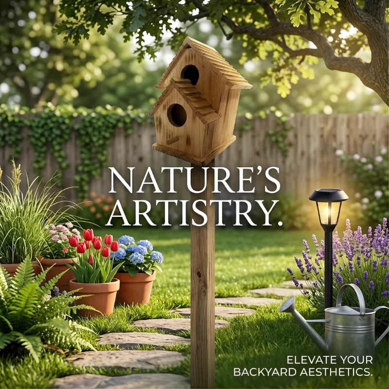 Hanging birdhouse made of pine wood