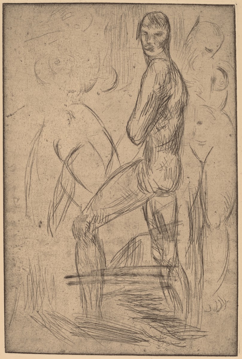 Standing Male Nude and Two Female Nudes 1914