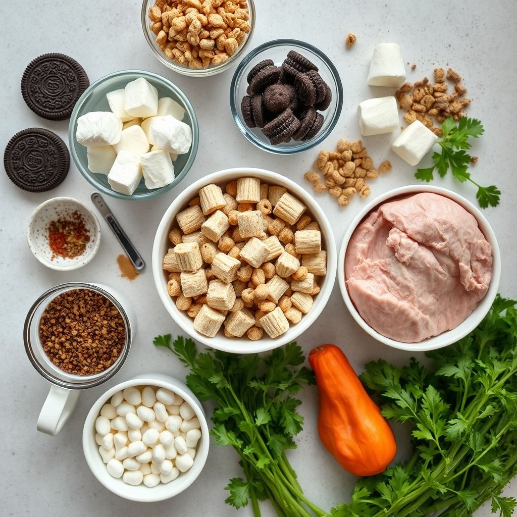 Ingredients for Easy Oreo Krispies Recipe with Marshmallows and Cereal – 10-Minute No-Bake Treat
