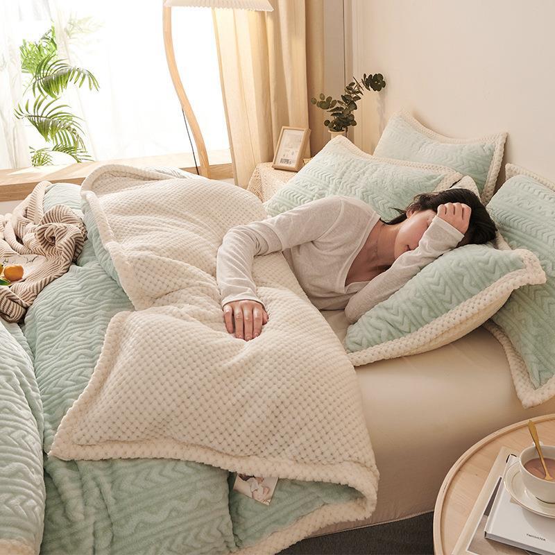 Solid Color Flannel Throw Blanket, Warming for Fall and Winter