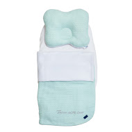 Set in the stroller Twins Waffle autumn (60x80 blanket pillow sheet) mint