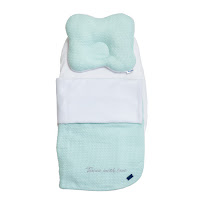 Набір в коляску Twins Waffle autumn (плед 60х80 подушка орт простирадло) м'ятний