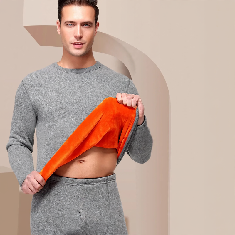 Men's thermal underwear set, insulated, crew neck