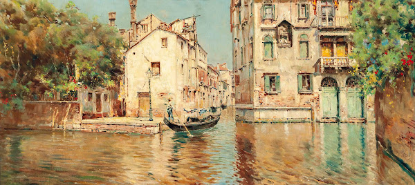 A gondolier on a Venetian backwater