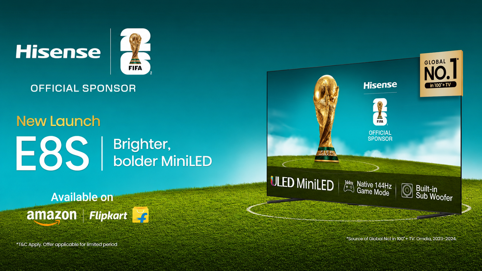 Hisense Launches E8S 144Hz ULED Mini-LED TVs in India