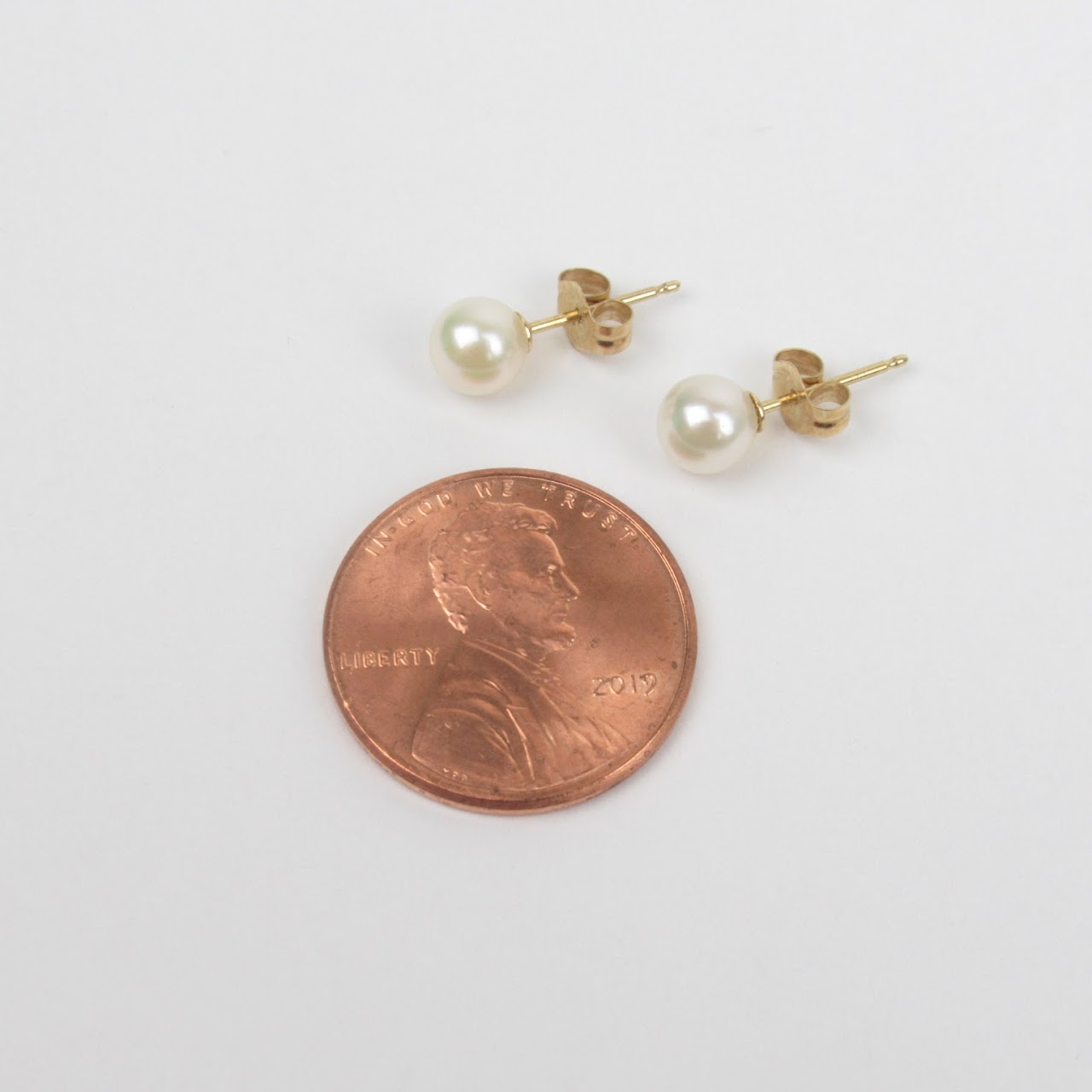 14K Gold and Pearl Stud Earrings
