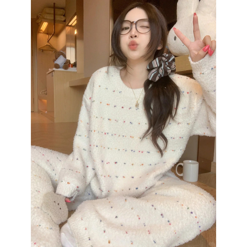 Warm women's plush jumpsuit, knit look