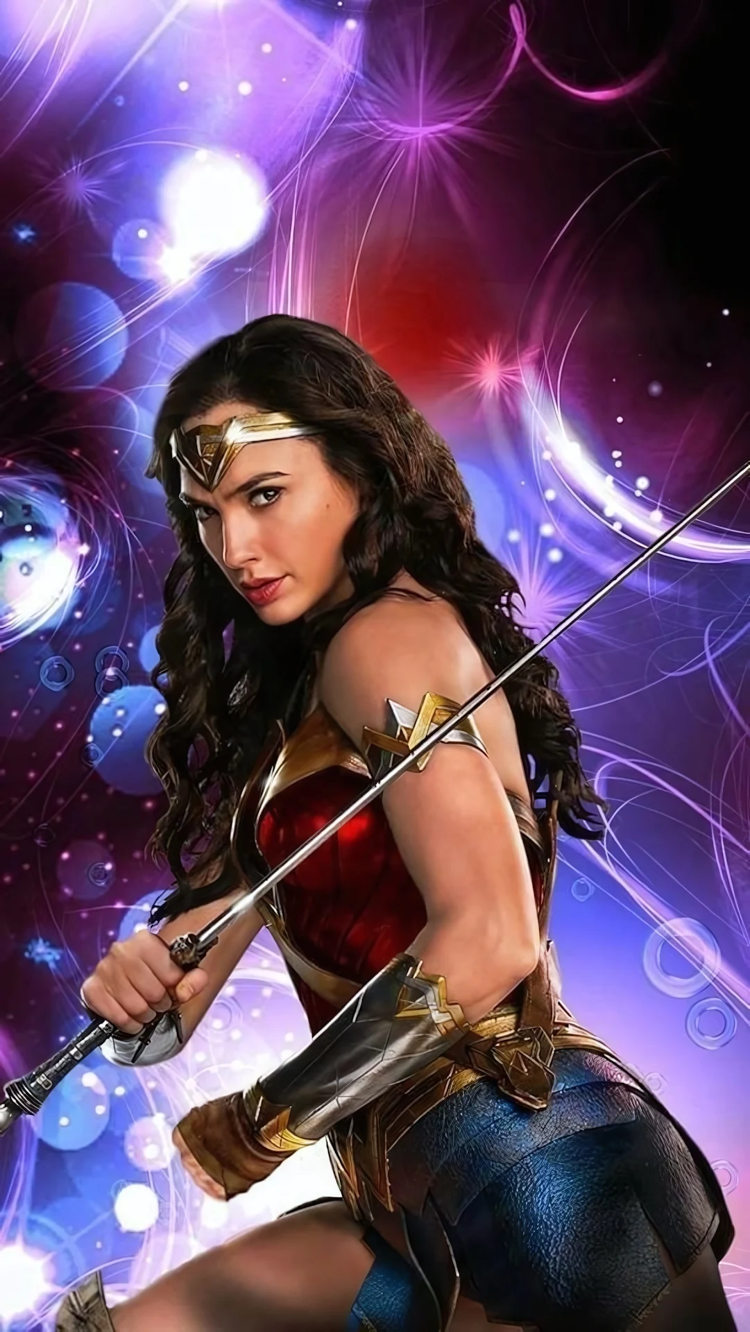 Wonder Woman Sword Bokeh Glow Portrait 4K - Free 4K mobile Wallpaper