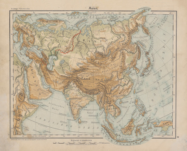 Asien Flufs  und Gebirgskarte 1898