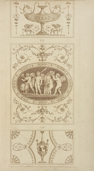 Central design of four cherubs with basket of apples shrouds and torch 1777   17