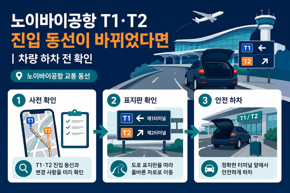 노이바이공항 교통 동선 상태별 차이 비교