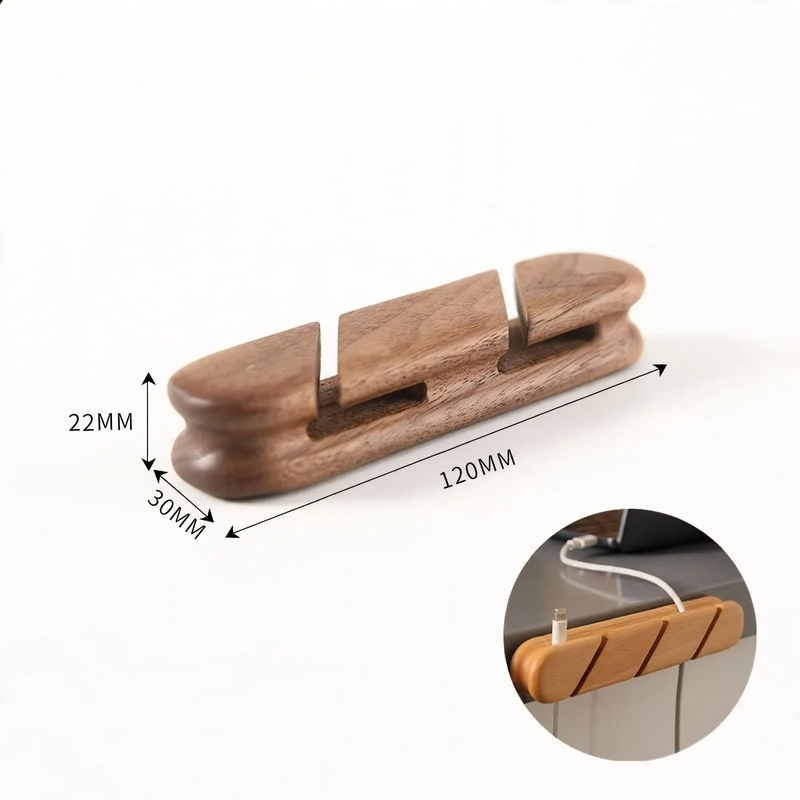 Wooden cable organizer with slots