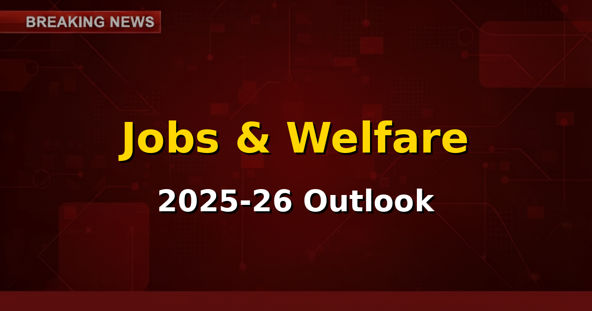 Infographic showing economic growth, job creation, and social security for unorganised workers in India, representing the Economic Survey 2025-26.