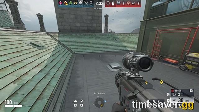 Rainbow Six Siege first-person gameplay showing HUD, scope and weapon aiming