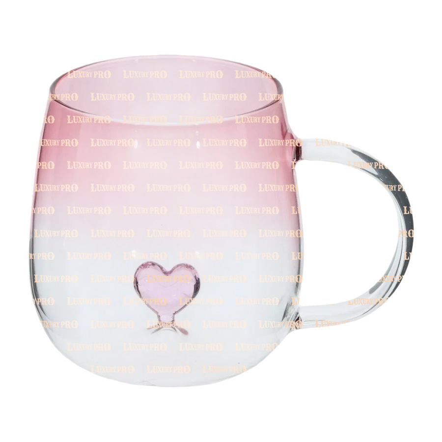 Gradient Heart Shaped Glass Mug