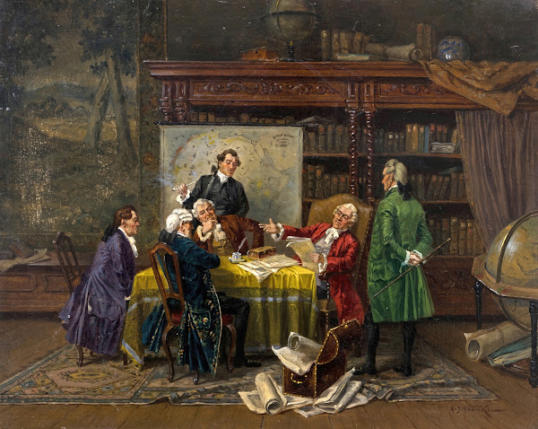 Herrenrunde im Bibliothekszimmer before 1904