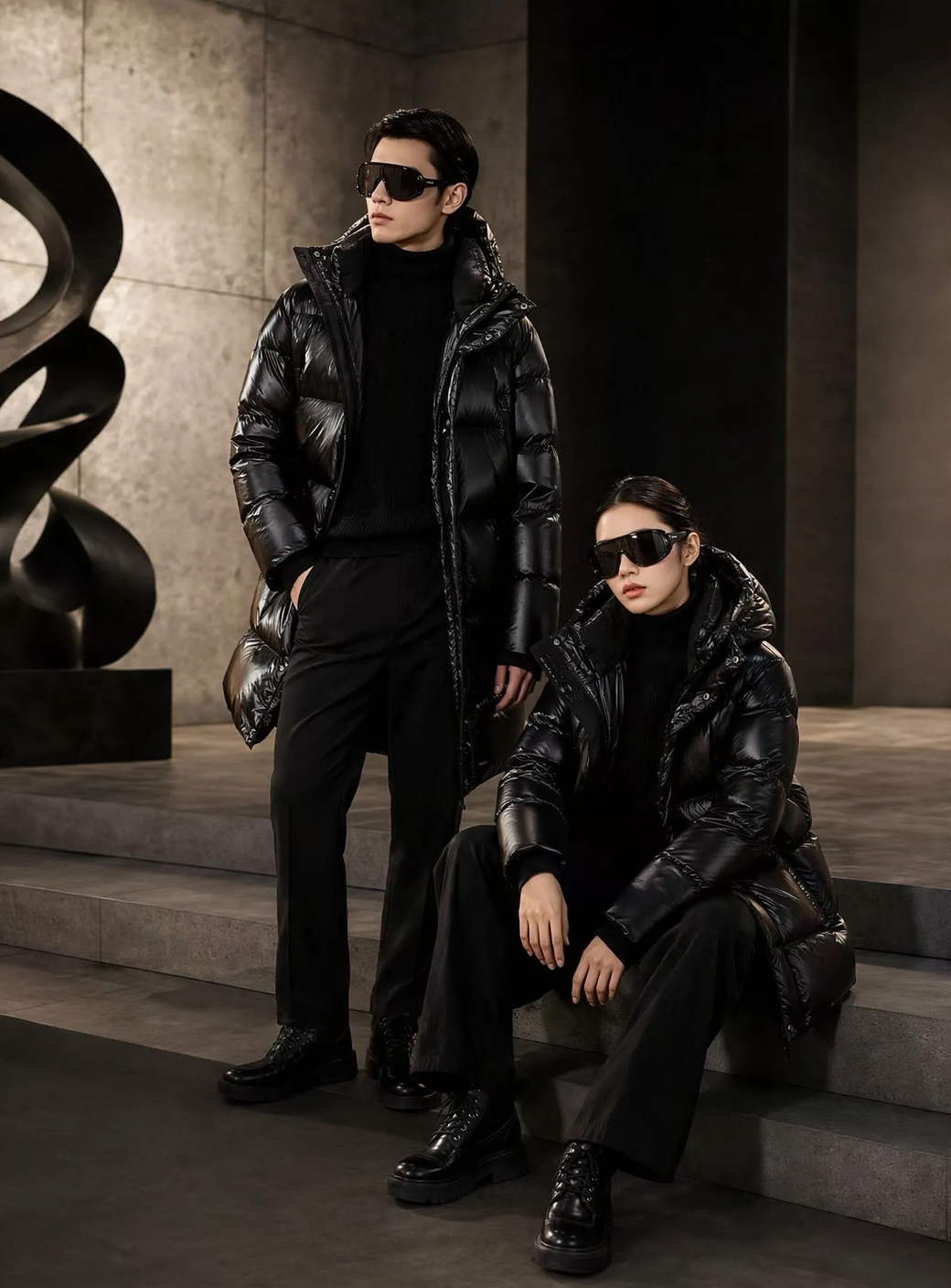 Mid-length down jacket for women, filled with white duck down