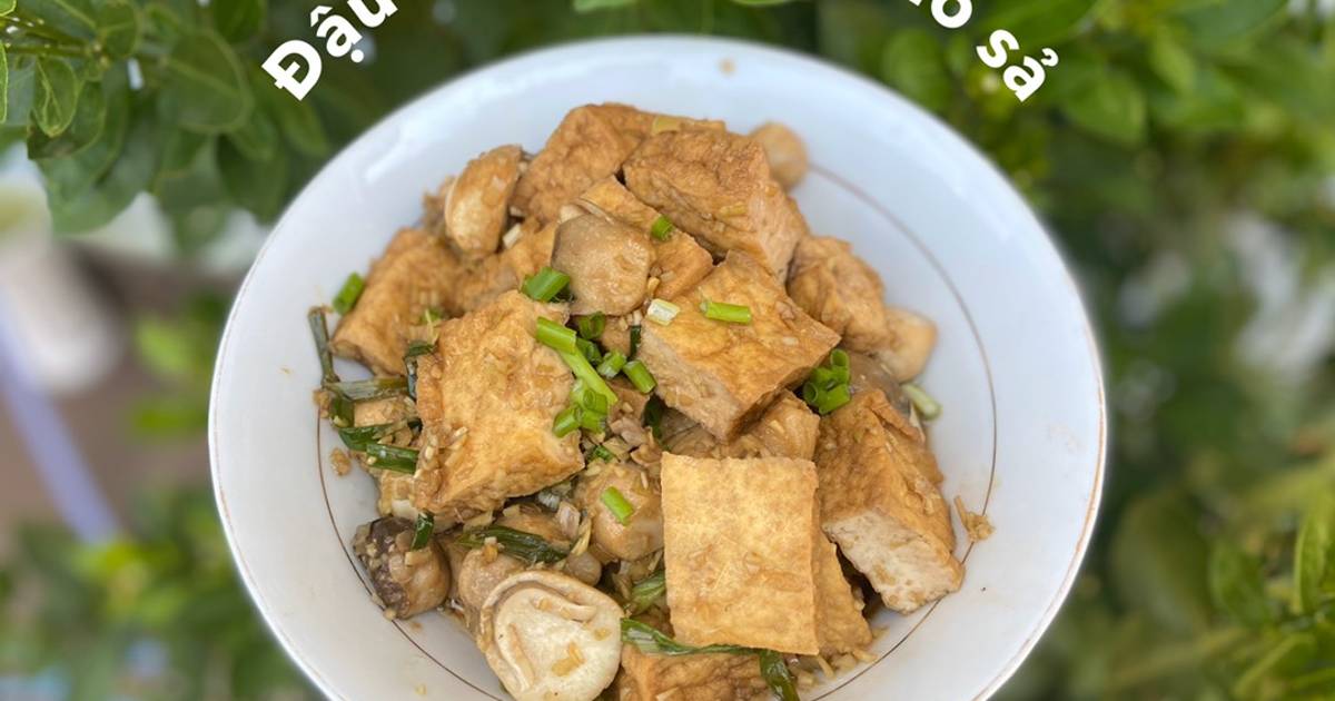 Đậu hủ nấm rơm xào sả