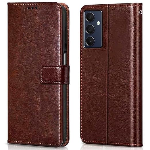 Shock Proof Flip Cover Back Case Cover for Samsung Galaxy M14 5G (Flexible | Leather Finish | Card Pockets Wallet & Stand |