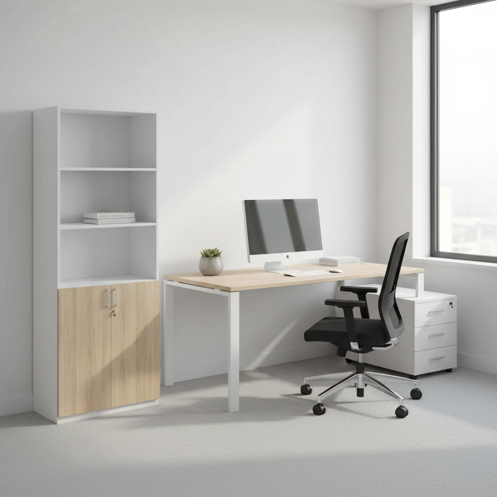 RADAR Color Full Height Two-Lower Door and Top Open Storage Cabinet