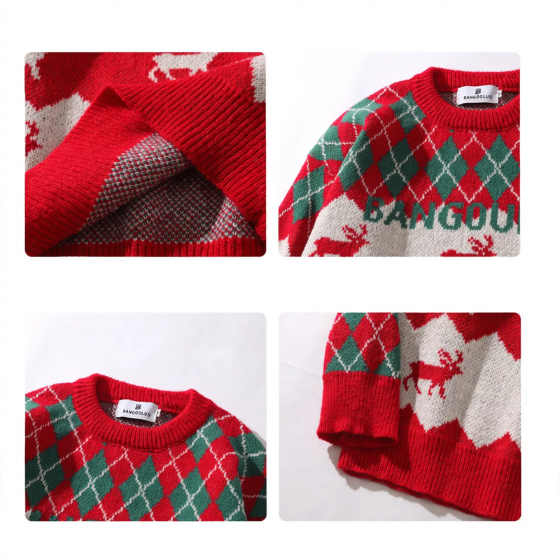Men's Knitted Sweater with Reindeer Jacquard