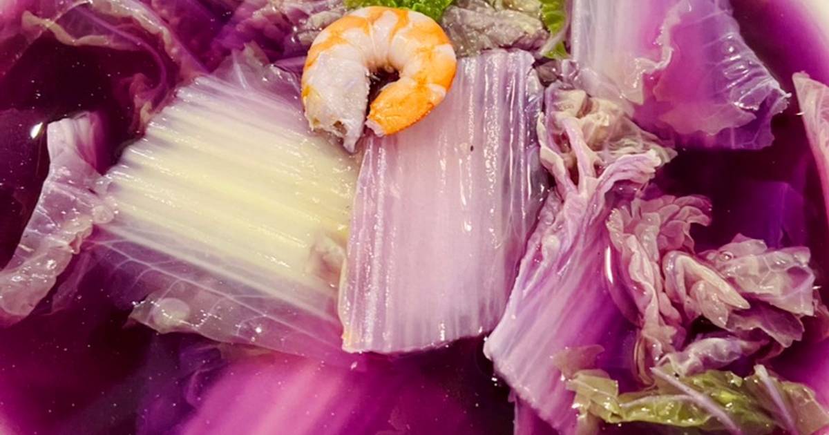 Canh cải thảo tím nấu tôm