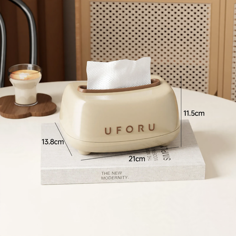 Plastic tissue box with storage, model DD2547