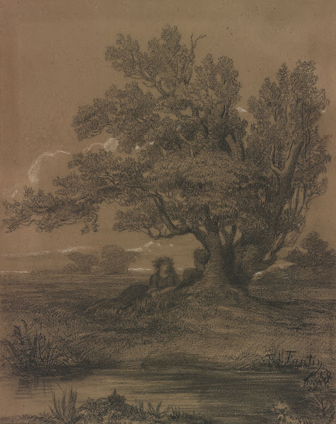 Pastoral Landscape with Figures by a Tree 1858