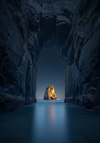 Cathedral Cove Cave Arch Night