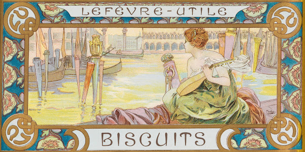 Design for a box of Lefèvre Utile biscuits ca 1897